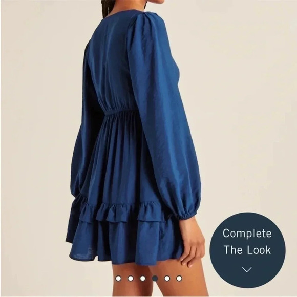 NWT - Abercrombie & Fitch Long-Sleeve Babydoll Ruffle Mini Dress - Size XXS - Picture 3 of 9